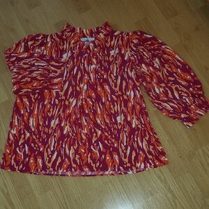 Vibrant Orange, Red And Purple Women's Top Size Large